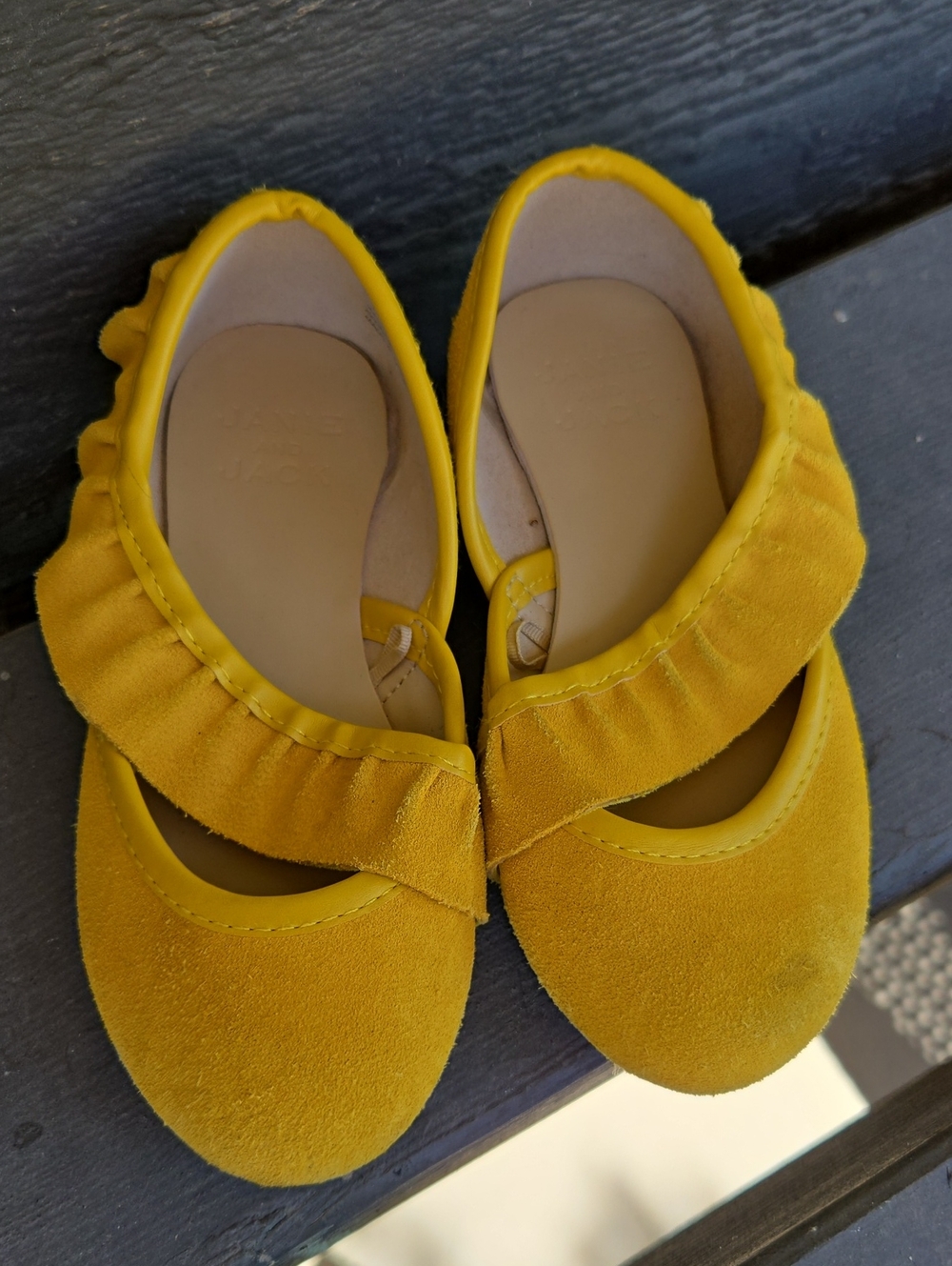 Girls' Yellow Ruffle Mary Jane Flats